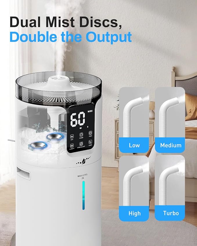 16L Smart Humidifier large room, Whole house Humidifier for Home 1500 sq.ft with APP/Voice/Remote Control, Ultrasonic Cool Mist Humidifiers for Bedroom, Plants, office with Tube, White - Image 9