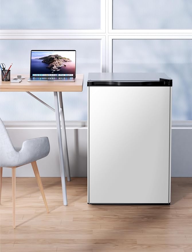 COWSAR 3.1 Cu.ft Mini Dorm Fridge for Bedroom Apartment Office, Silver | Reversible Single Door, Adjustable Thermostat, Energy Saving, Remove Glass Shelves, Compact Small Fridge for College Dorm - Image 6