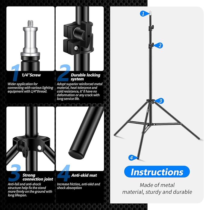 Neewer 6.23 Feet/190CM Aluminum Light Tripod Stands - Image 7