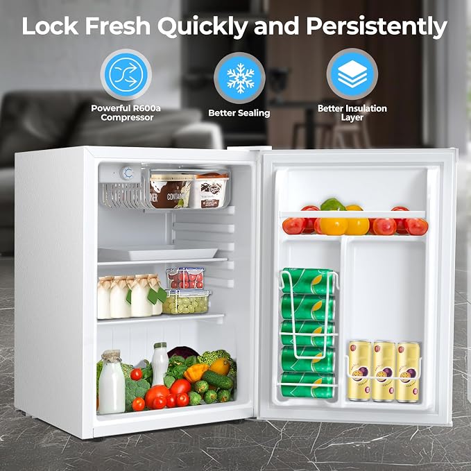 Antarctic Star 2.56 Cu.Ft. Mini Fridge with Freezer, Small Refrigerators with Adjustable Thermostat, Low Noise, Energy Saving, Compact Refrigerators for College Dorm, Office, Bedroom, Apartment, White - Image 6