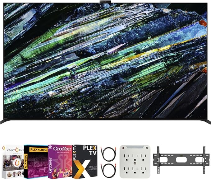 Sony XR77A95L BRAVIA XR A95L 77 inch QD-OLED 4K HDR Smart TV with Google TV (2023) Bundle with Premiere Movies Streaming + 37-100 Inch TV Wall Mount + 6-Outlet Surge Adapter + 2X 6FT 4K HDMI 2.0 Cable by Unknown