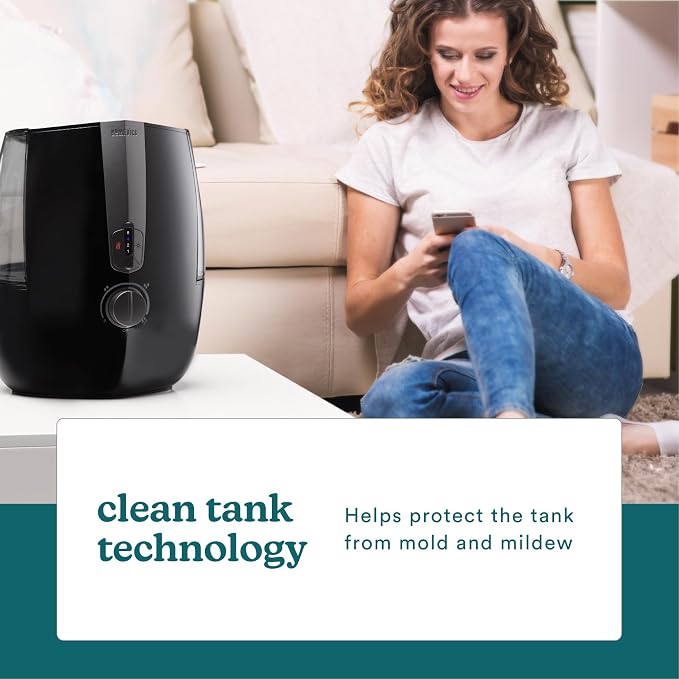 Homedics TotalComfort Plus Humidifier – Large Air Humidifiers for Bedroom, Plants – Top-Fill 5.3L Water Tank with Cool and Warm Mist, Essential Oil Pads, Colored Night-Light, Black - Image 7