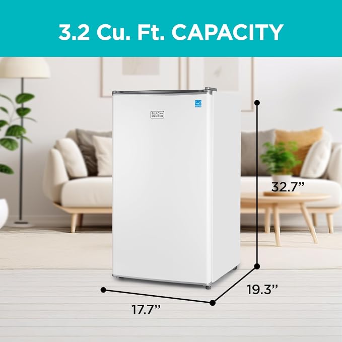 BLACK+DECKER 3.2 Cu. Ft. Compact Refrigerator, Energy Star, BCRK32W, White | Energy Star Certified Small Refrigerator, Single Door Mini Fridge with Chiller Compartment, Personal Fridge for Home or Dorm - Image 2