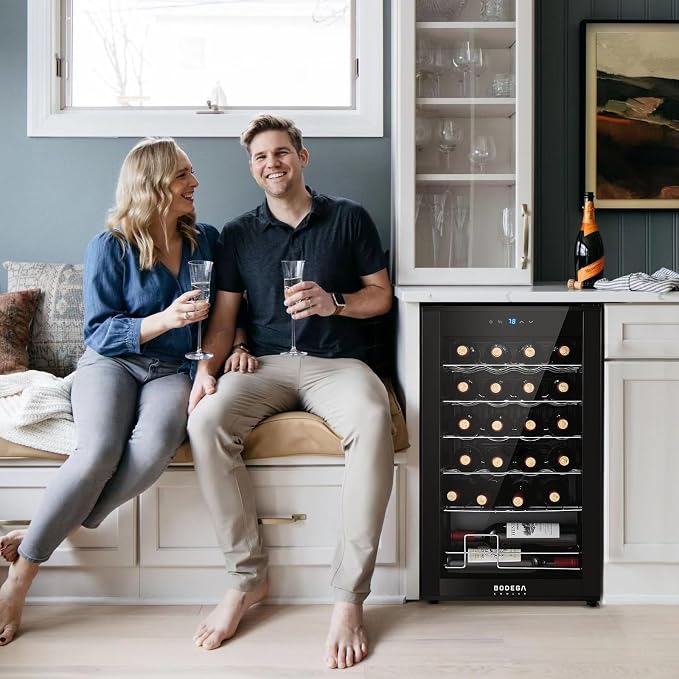 BODEGA COOLER 24 Bottle Wine Cooler, Wine Fridge for Kitchen, Bedroom & Bar | Freestanding & Under Counter, Fast Cooling Compressor, Digital Temp Control, Low Noise, UV Double Glass Door, Auto Defrost - Image 2