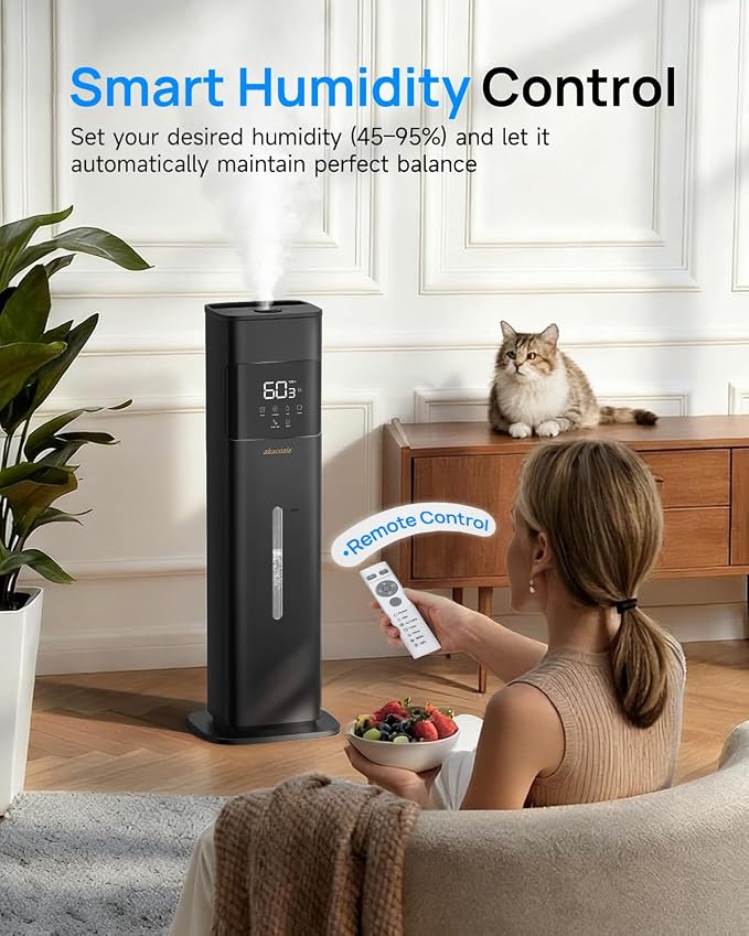 Warm & Cool Mist Humidifiers for Bedroom 500 sq ft, 2.1Gal/8L Top-Fill Humidifier Large Room with Essential Oil Diffuser, Large Room Humidifiers for Home Baby Nursery Office Plants, Black - Image 4