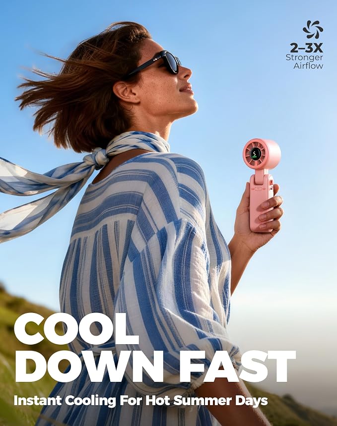 Diveblues Portable Handheld Turbo Fan, 5 Gear Wind, Battery Operated, Up to 12 Working Hours, 3 IN 1 Hand Fan with Air Turbo Tech Cooling Fan for Outdoor Activities, Travel, Working - Image 2