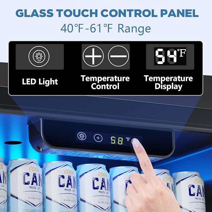 Electactic 95 Cans Beverage Refrigerator, 26 Bottle Mini Fridge, 2.7 cu.ft Drink Fridge Digital Temperature Control for Bottled Beer, Soda,Water - Image 4