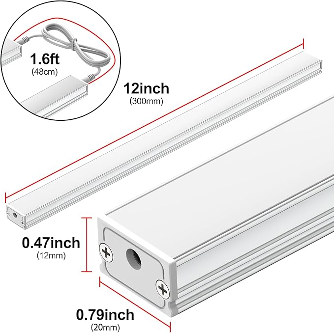 ASOKO Under Cabinet Led Light Plug in, Dimmable Daylight White 4500K, 3 Pack 12 - Image 4