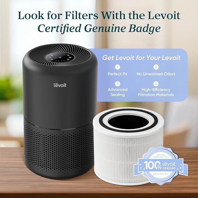 Levoit Air Purifier for Home Pets Hair Allergies in Bedroom Quiet Purifiers | Covers Up to 1073 ft², 3-in-1 Filter with HEPA Sleep Mode, Remove Dust Pollen Smoke Pet Odor, AHAM VERIFIDE, Core300-P, Black - Image 5