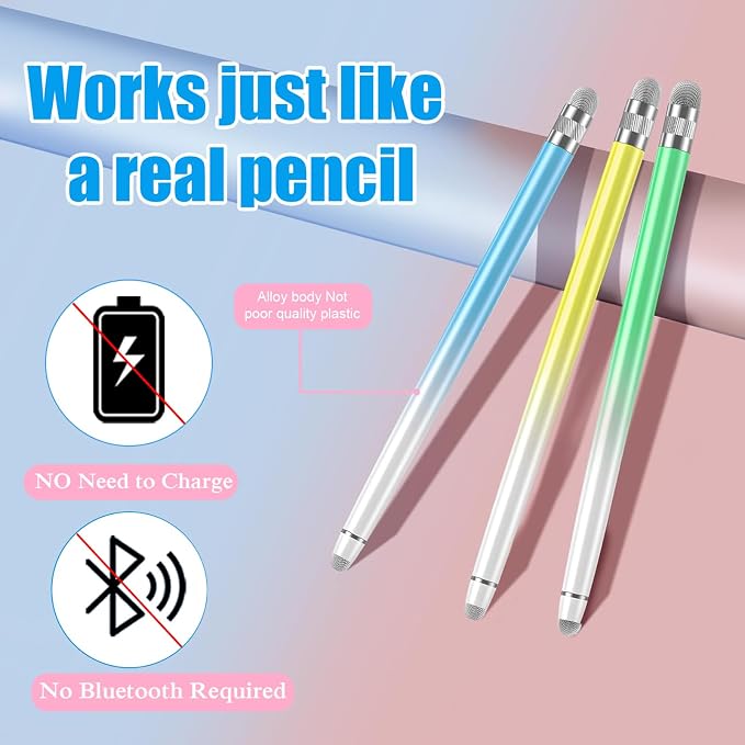 Bopomofo 3PCS Stylus Pen for Touchscreen, Stylus Pen for iPhone/iPad/Tablet - Image 2