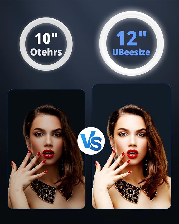 UBeesize 12" Ring Light with Overhead Phone Mount, LED Ring Light with Phone - Image 2