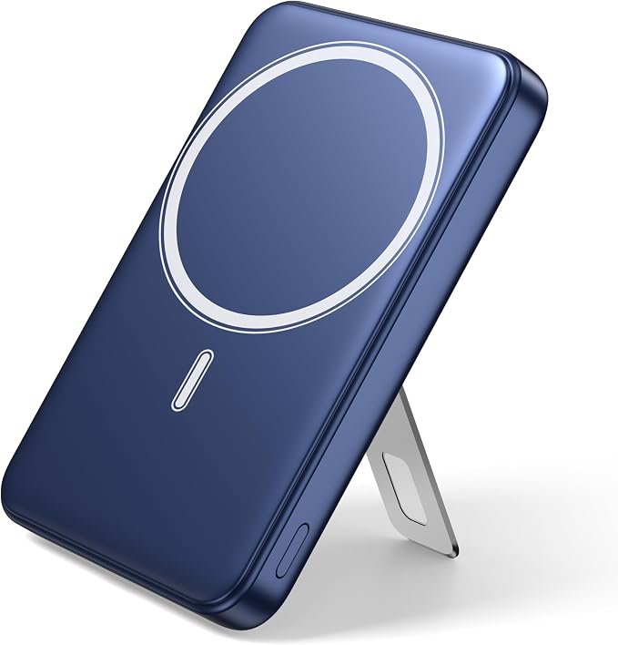 for Magsafe Portable Charger, 10000mAh Wireless Power Bank with Stand and PD 20W, USB C Fast Charging Powerbank, Magnetic Battery Pack Compatible with iPhone 17/16/15/14/13/12 Pro Max - Dark Blue by Wowuwoai