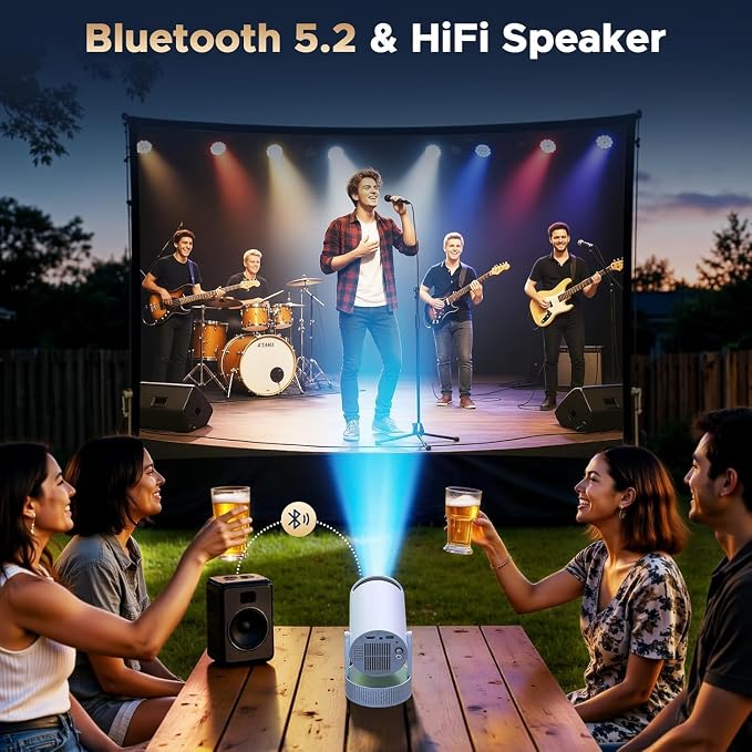 Mini Projector, Projector with Wifi and Bluetooth Built-in Battery 4K Portable Projector for Outdoor Bedroom, Smart Projectors 1080P Compatible with iphone/TV Stick/HDMI/Laptop - Image 5