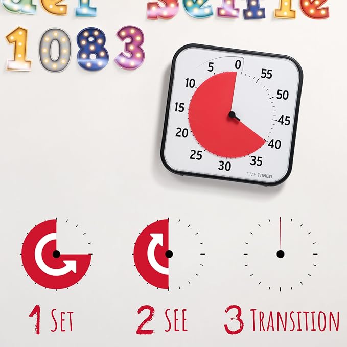 TIME TIMER 12 inch Visual Timer 60 Minute Kids Desk Countdown Clock - Image 4