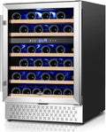 24 Inch Wine Fridge, Dual Zone 54 Bottles Wine Refrigerator, Built-In or Freestanding, Safety Lock, Double-Layer Glass Door, Adjustable Shelves, Wine Cooler Refrigerator for Home Bar Kitchen by TYLZA