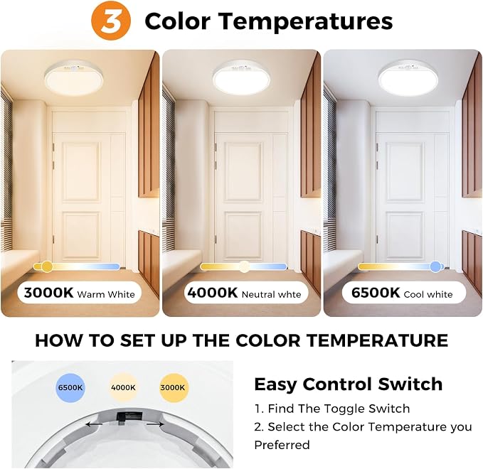 slochi 2Pack Motion Sensor Light Indoor Wired, 8.7 Inch 3000K/4000K/6500K - Image 3