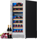 Albott 15 Inch Wine Fridge, Dual Zone 31 Bottle Wine Cooler | with Digital Temperature Control, Reversible Double-Layer Glass Door, Built-in or Freestanding Design for Home and Bar by Albott