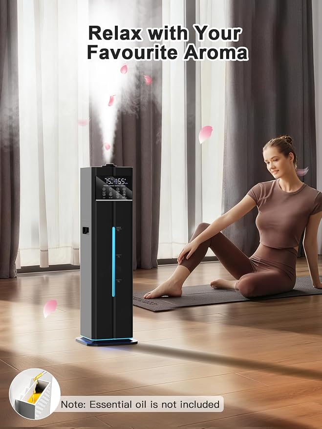 9L/2.4Gal Smart Cool Mist Humidifier, Top Fill Quiet Humidifier Large Room, Covers 550ft², App & Remote Control, 60H Runtime, 7 Colors Light, 4 Mist Modes Humidifiers for Bedroom, Office, Black - Image 9