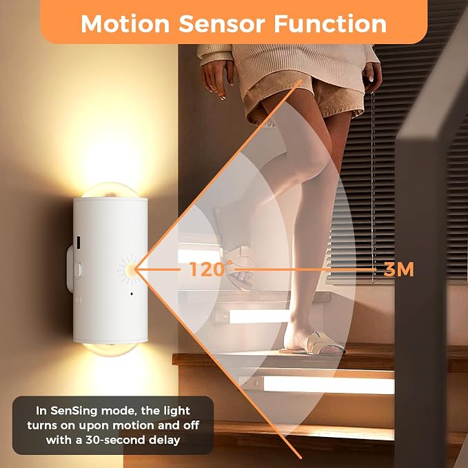 Motion Sensor Wall Light with Remote Control, 16 Colors Brightness Adjustable - Image 3