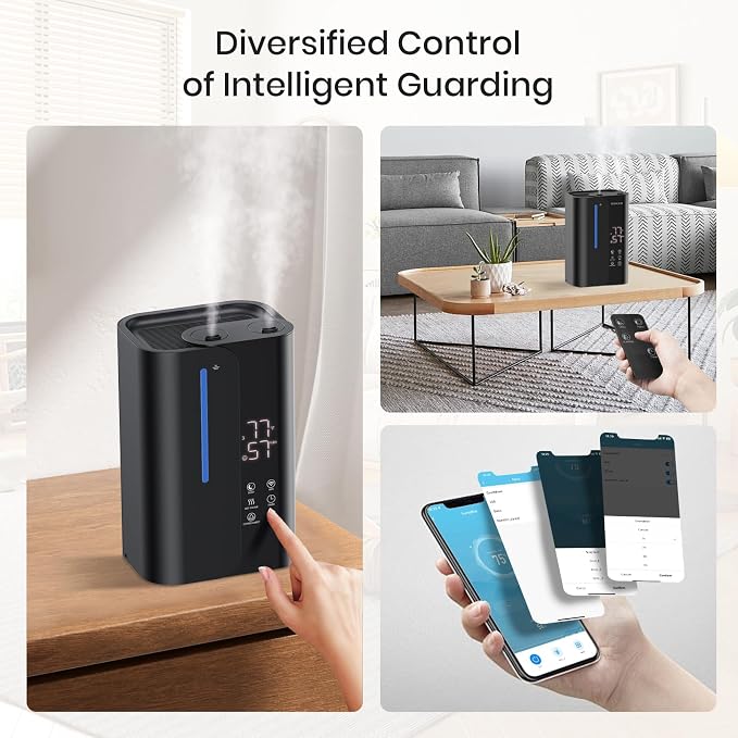 5L Cool Mist Humidifiers for Bedroom Large Room, Top Fill Ultrasonic Smart Air Humidifier for Baby & Plants with Essential Oil Diffuser, 50H Runtime 28 dB Quiet Baby Humidifier - Image 5