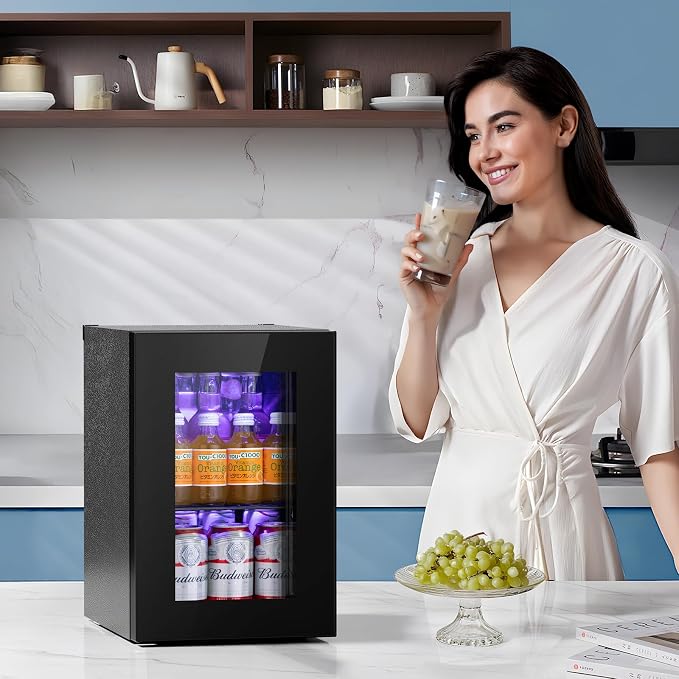 Antarctic Star 18L Beverage Refrigerator Cooler 24Can, Mini Fridge with Quiet Compressor, LED Light,Freestanding Small Fridge with Electronic Temperature Control for Home and Bar(40-61 ℉) - Image 7