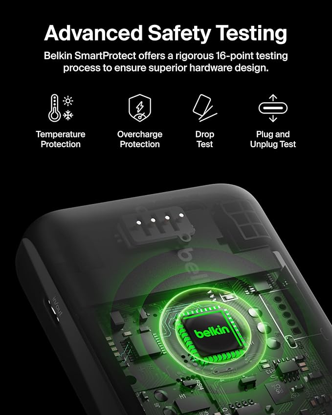 Belkin Portable Charger - 15W 3 Port Power Bank Battery Pack with 10000mAh Battery - Fast Charging for iPhone, Samsung Phone, More - USB C to A Cable Included - Image 3