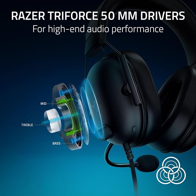 Razer BlackShark V2 X Wired PlayStation Gaming Headset, Black | 50mm Drivers, Cardioid Mic, Lightweight, Comfortable Noise Isolating Earcups, For PS5, Xbox Series X, PC, Switch, 3.5 mm Jack - Image 2