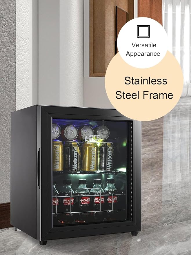 Beverage Refrigerator 75 Can Freestanding Beverage Cooler Black | Adjustable Shelving Glass Door ,for Beer Soda or Wine Perfect for Home Office or Bar - Image 4