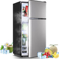 Mini Fridge 2.4 Cu.ft Mini Refrigerator with Freezer Dual Door Dorm Fridge for Personal Senven Temp Gear Suit for Apartment, Bedroom, Rv Silver by TACOOL