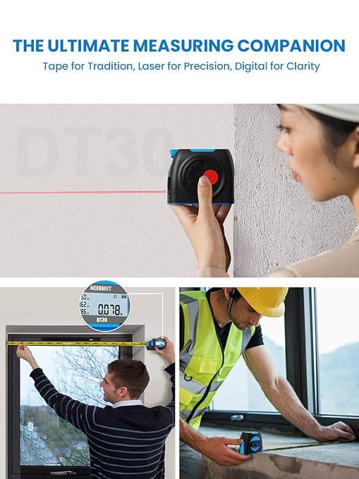 ACEGMET DTX10 & DT30 3-in-1 Digital Laser Tape Measure Bundle, 330Ft & 130Ft - Image 5