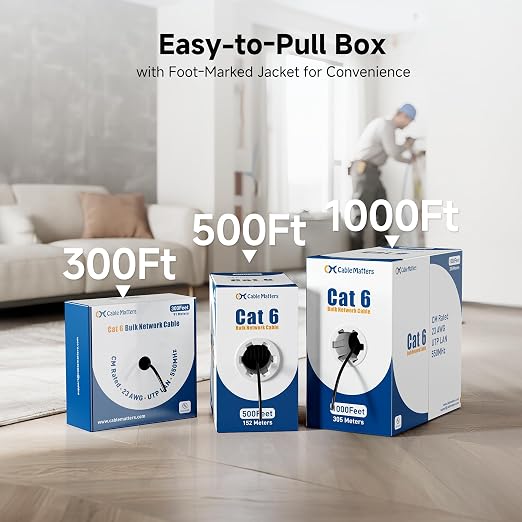 Cable Matters 10Gbps in-Wall Rated 23AWG Bare Copper Cat 6 Cable - 1000ft - Image 7