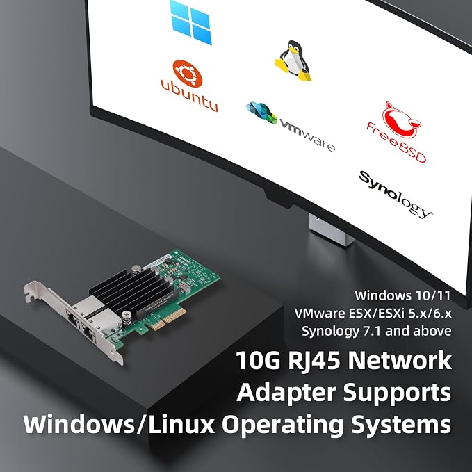 10Gb PCIe Network Card with Intel X550-T2 Chip, 10GBe Dual RJ45 Network Adapter - Image 6