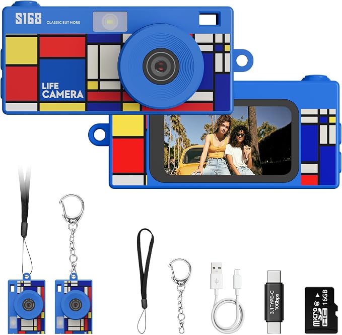 Mini Keychain Digital Camera, 1440P Video, 2MP Photos, 16GB Card, Type C by Dienspeak
