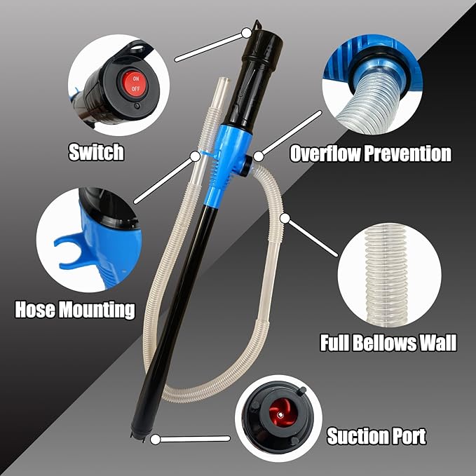 KJE Portable Battery Powered Operated Liquid Transfer Pump, 2.2 Gallons Per Minute, Multi-Function Electric Siphon Pump For Gasoline Diesel Water Fuel - Image 3