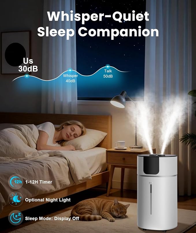 AreShark 4.2 Gal/16L Humidifier Large Room, Cool Warm Mist 2000ft² Whole House Air Humidifiers for Bedroom, Plants, Adults, 60H Runtime, Humidity Setting, Easy to Clean, Top Fill, Extension Tube - Image 6