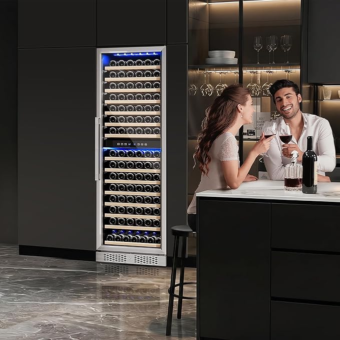 ROVSUN 24'' Wine Cooler Refrigerator, 160 Bottles Dual Zone Wine Fridge with Professional Temperature Control System, Built-in Wine Cellar with Touch Panel Control for Wine Enthusiast, Restaurant - Image 7