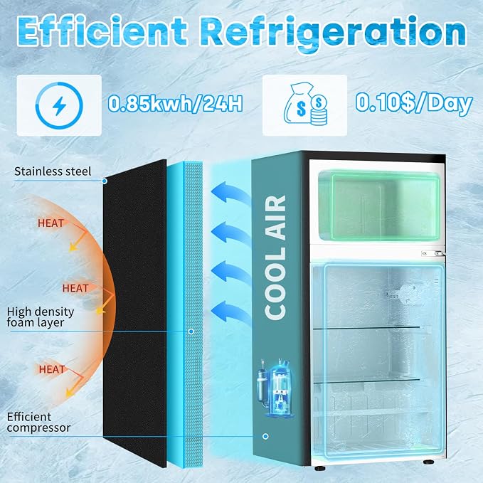 DOGHLY 2.6 Cu.Ft Mini Fridge with Freezer, Double Door Small Refrigerator | Compact Refrigerator with 3 Adjustable Thermostat, Removable Shelf, Low Noise, Small Fridge for Bedroom, Office, Dorm, Black - Image 5