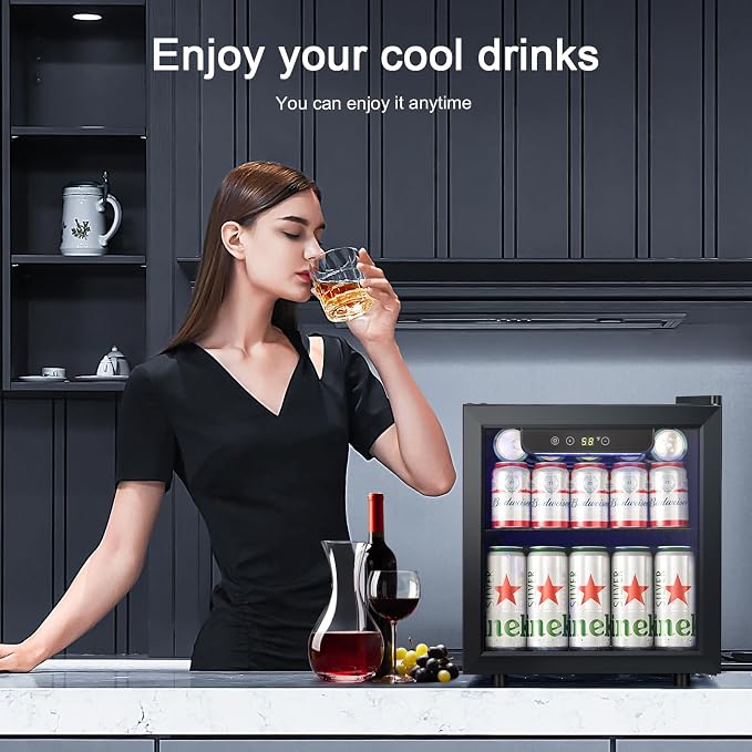 Antarctic Star Mini Fridge 12 Bottle 48 Can Beverage Refrigerator Cooler with Glass Door for Soda Drinks or Wine,Freestanding Beverage Fridge for Home and Bar with Adjustable Shelving, 1.3 Cu. Ft. - Image 7