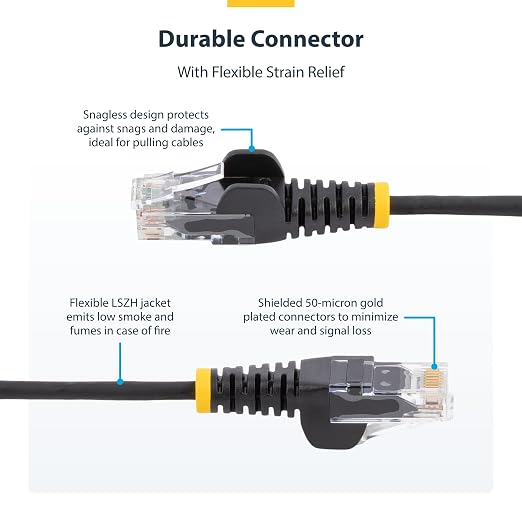 StarTech.com 1ft Green Slim CAT6 Ethernet Cable, Snagless RJ45, 28AWG Pure Bare - Image 3