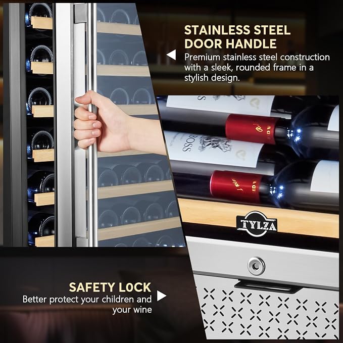 24" Wine Cooler 154-Bottle Compressor Quiet Cool | Fast cooling, low noise, smart temp memory, built-in/freestanding, fan even cooling - Image 6