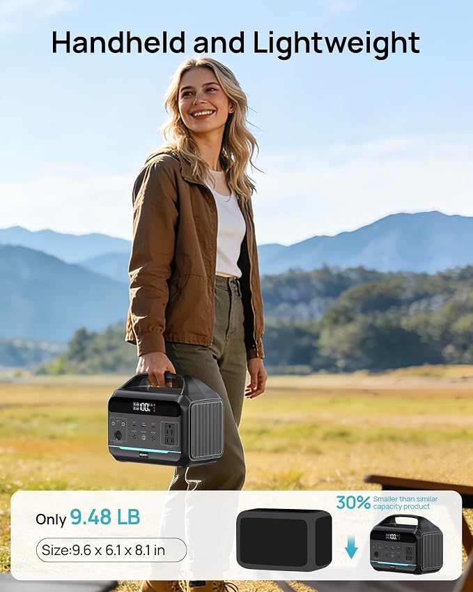 Portable Power Station 500W (Surge 1000W), 299Wh LiFePO4 Power Bank with AC Outlet, 1.2hrs Fast Charging, Solar Generator with 8 Output Ports for Camping, RV Travel, CPAP, Emergency - Image 6