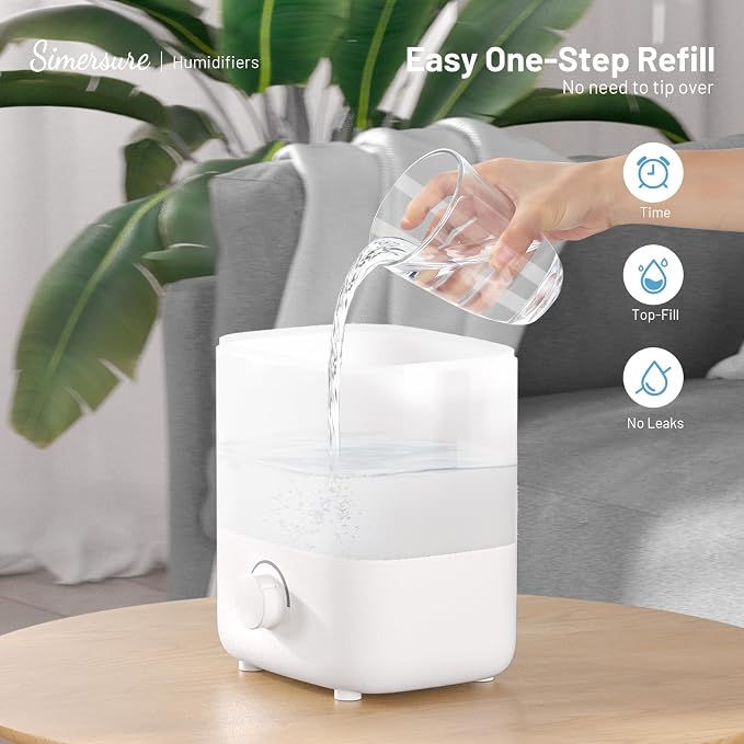 Top Fill Humidifier, 2L Water Tank for Bedroom, 28H Long Lasting New White Air Humidifier for Large Room, Ultra Quiet 25dB Cool Mist for Baby, Plants, Office, Easy to Clean & Fill - Image 4