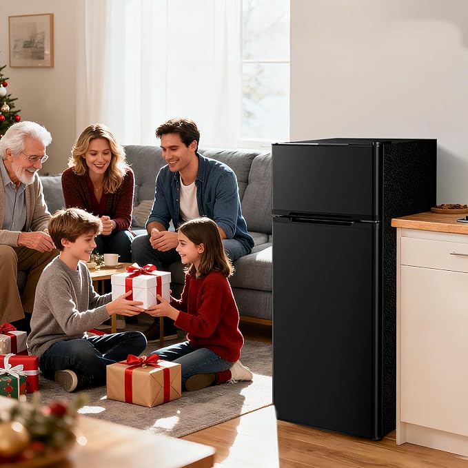 Antarctic Star Compact Refrigerator,4.5 Cu.Ft. Mini Separate Freezer Double 2-Door Adjustable Removable Shelves for Apartment/Dorm/Office,BLACK - Image 7