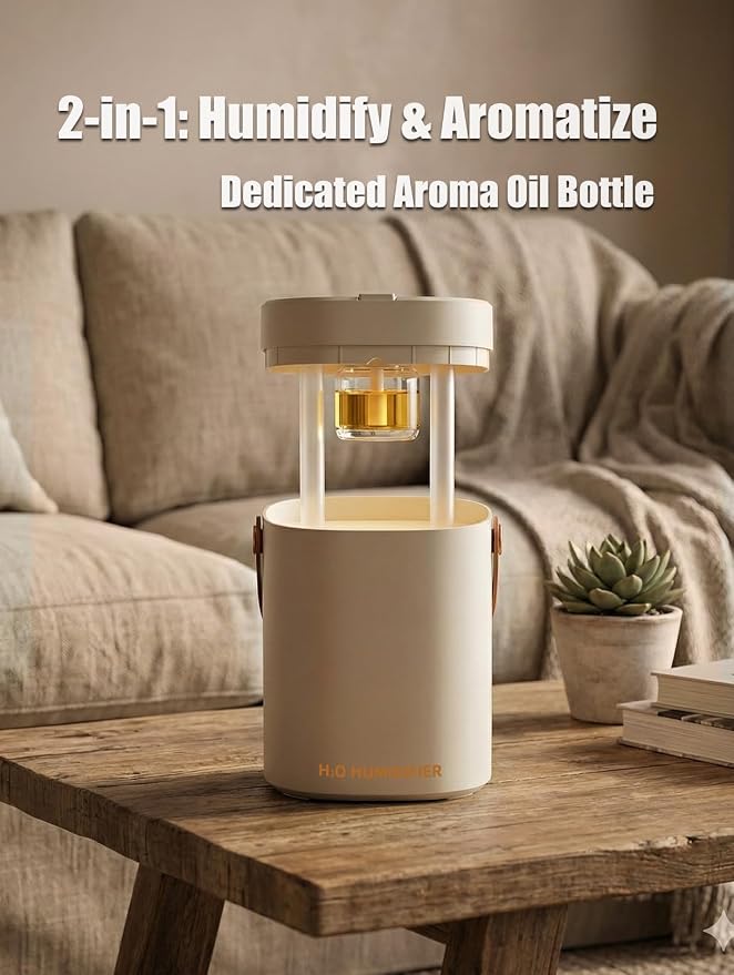 Humidifier for Bedroom, 2L Cool Mist Humidifier with Essential Oils Diffuser and Nightlight, Top Fill Humidifiers for Home, Auto Shut-Off, Carry Handle, Quiet Easy to Fill & Clean for Home - Image 5