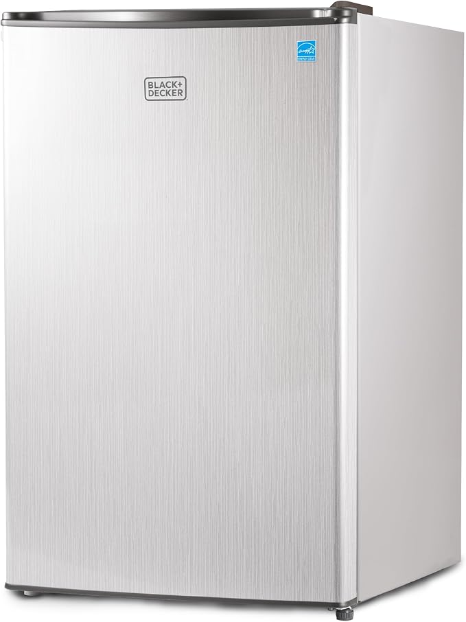 BLACK+DECKER 4.3 Cu. Ft. Compact Refrigerator, BCRK43V, Stainless Look | Energy Star Certified Small Refrigerator, Single Door Mini Fridge with Chiller Compartment, Personal Fridge for Home or Dorm by Unknown