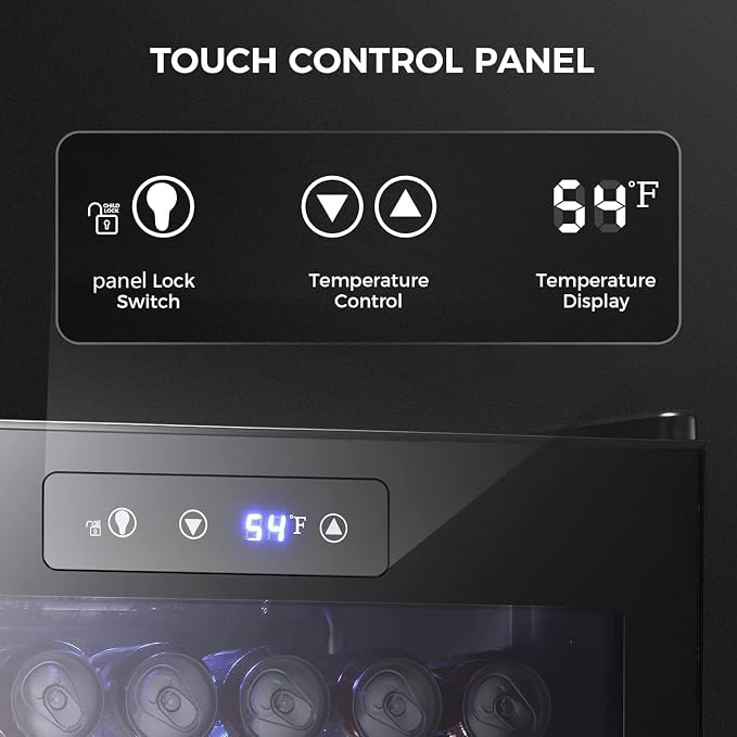 Kismile 4.5 Cu.ft Beverage Refrigerator and Cooler,145 Can Mini Fridge Glass Door with Digital Temperature Display for Soda,Beer or Wine,small Drink Dispenser Cooler for Home,Office or Bar (Black) | Capacity with digital temp control. Glass door for ea... - Image 4