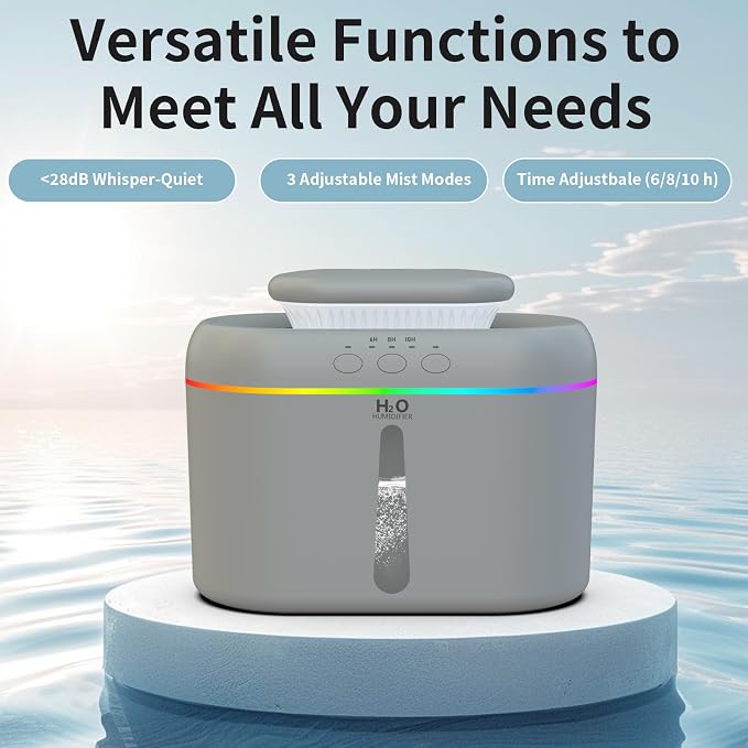 2L humidifiers for bedroom humidifier Home Ultra-Quiet 28 dB Quiet Supersized Cool Mist Air Humidifier for Baby Nursery，Dual Nozzie，Easy to Clean & Fill, 7 Color NightLight - Image 4