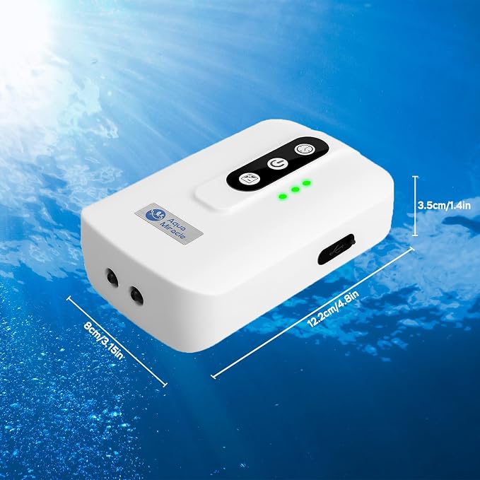 AquaMiracle Lithium Battery Powered Portable Aquarium Air Pump for Fish Tank, USB Rechargeable Aquarium Bubbler Aerator for Outdoor Fishing, Power Outages and Emergency - Image 8