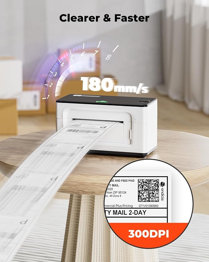 MUNBYN Bluetooth Thermal Label Printer 941BP, Wireless 300DPI 4x6 Shipping - Image 2