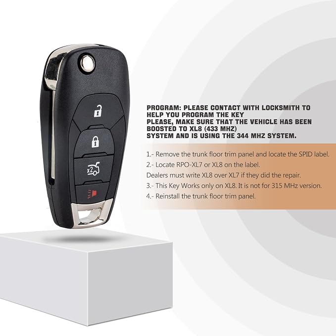 Flip Car Key Fob for 2016/2017/2018/2019 Cruze XL8 Systems Only Keyless Entry - Image 4